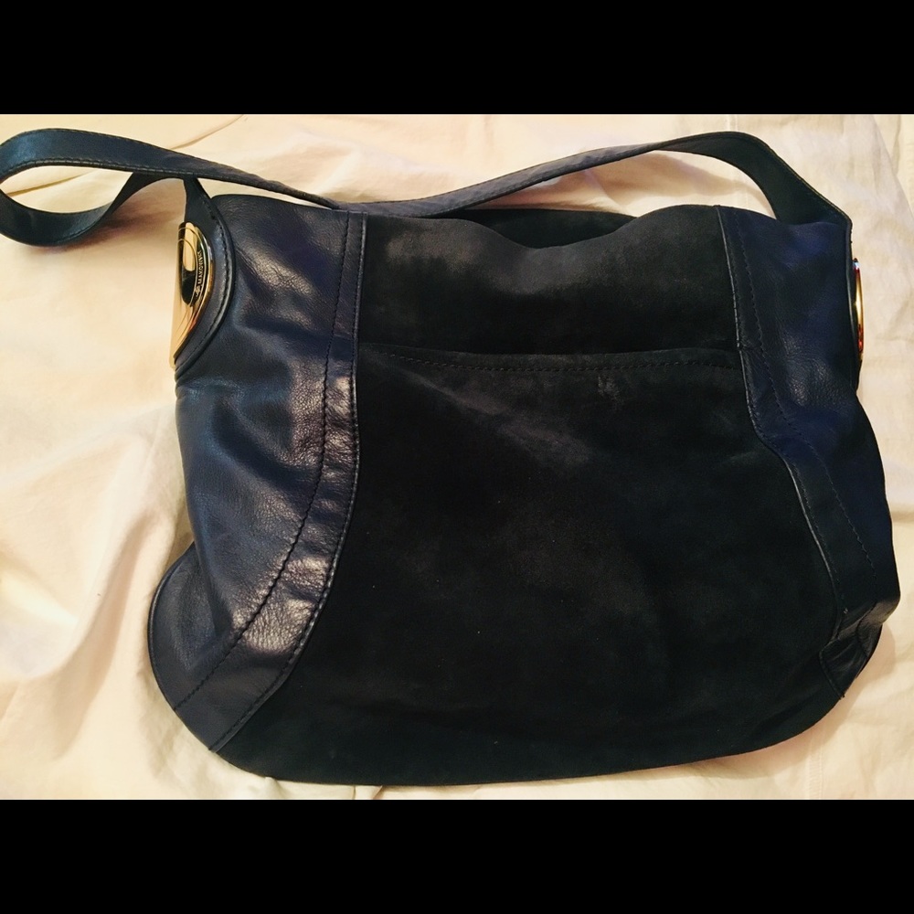 B. makowski Handbag Suede & Leather Dark Blue 💙